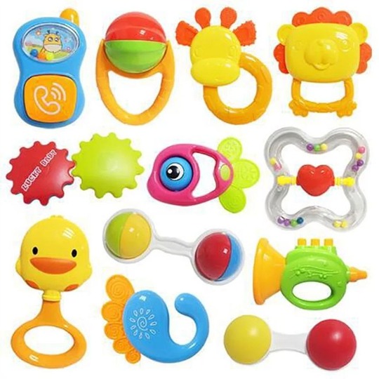 12 pcs Newborn Teether Toy Rattle Set for New Born