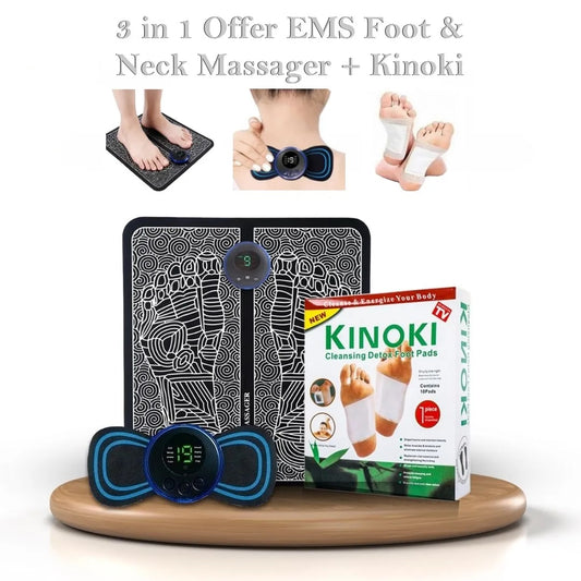 EMS Foot Kinoki Foot Pad & Mini Massager 3 in 1 Bundle