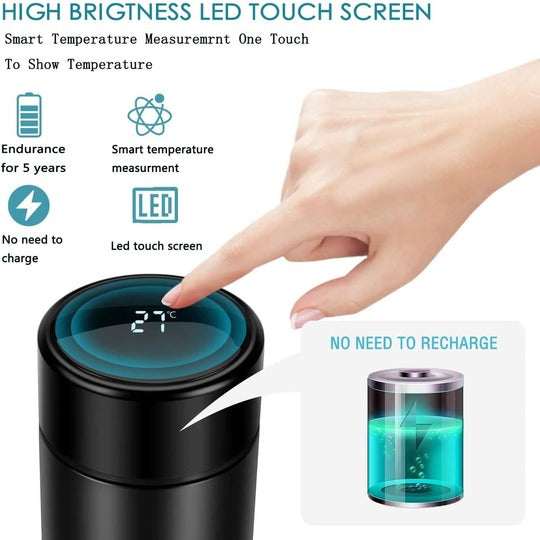 Water Bottle Smart Touch Screen LED Display Stainless Steel Thermal Flask For Office Home And Gym