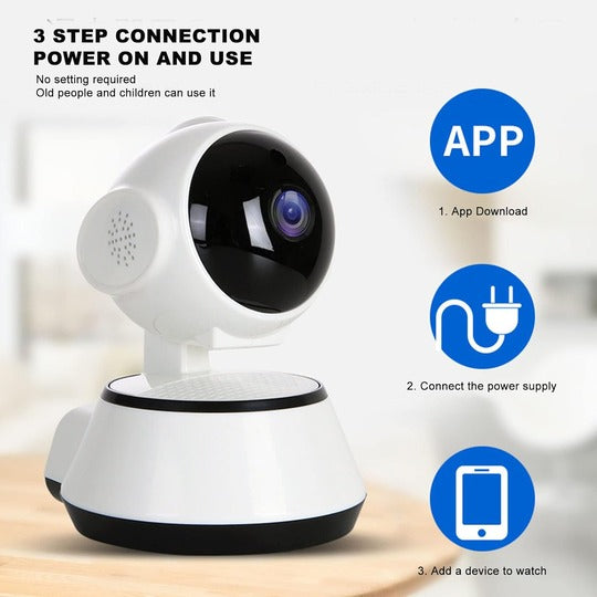 Camera For Indoor Home Security Wireless Rotational View 720P Night Vision Smart Device