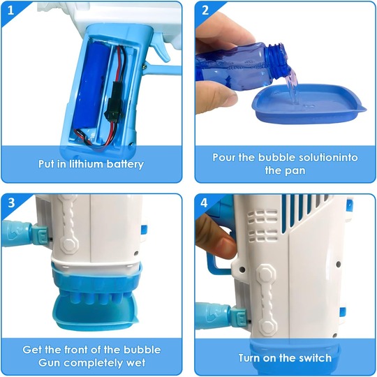 Bubble Gun Electric Bubble Maker With 64 Holes And Light Big Bubble Blowers For Kids