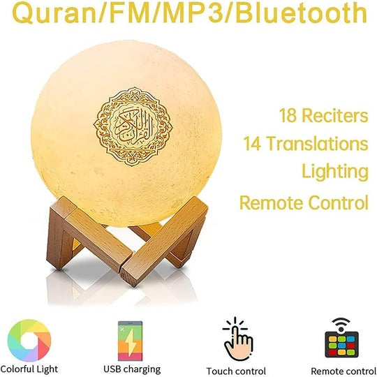 Quran Speaker Smart Touch Moon Display LED Lamp Bluetooth Speaker
