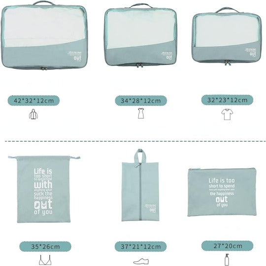 Travel Organizer Suitcase Organizer Cubes Set 7 Pcs Collapsible Lightweight Luggage Storage Bags